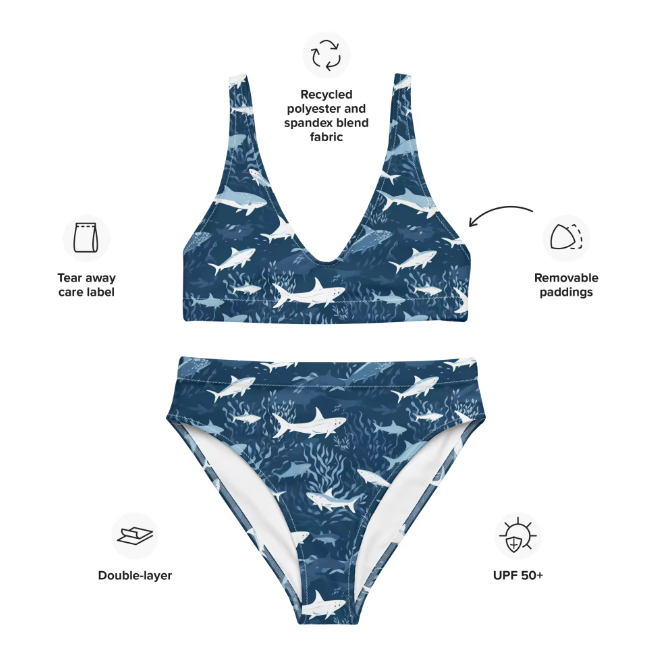 Shark Sexy Plus Size Recycled High Waisted Bikini