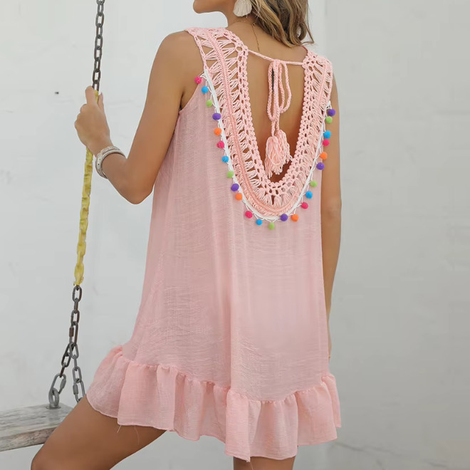 Summer Women Beachwear Fashionable Tassel Hem Cover Up