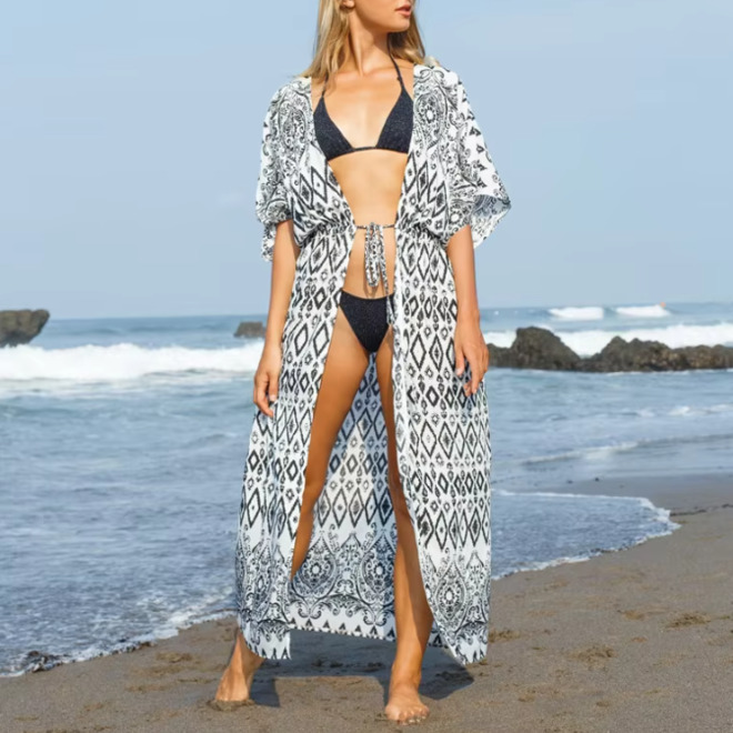 Long Boho Print Cover Ups