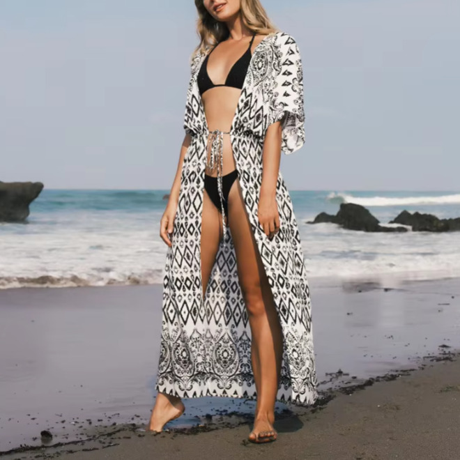 Long Boho Print Cover Ups