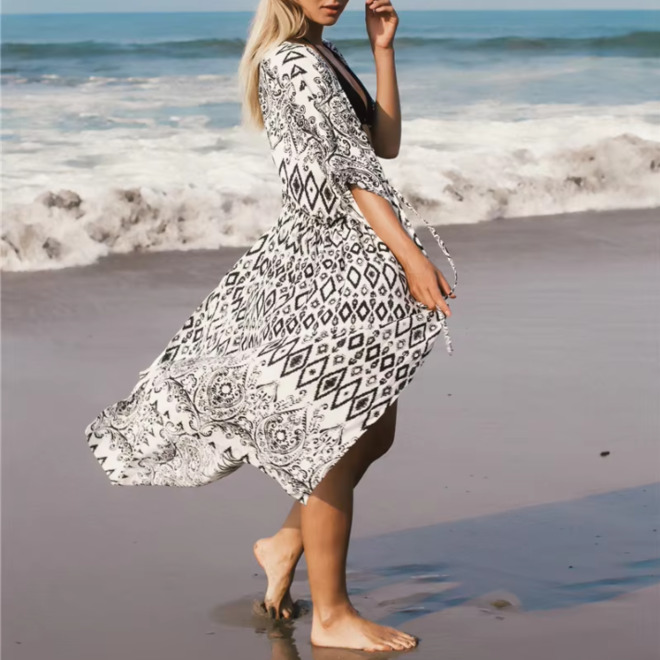 Long Boho Print Cover Ups