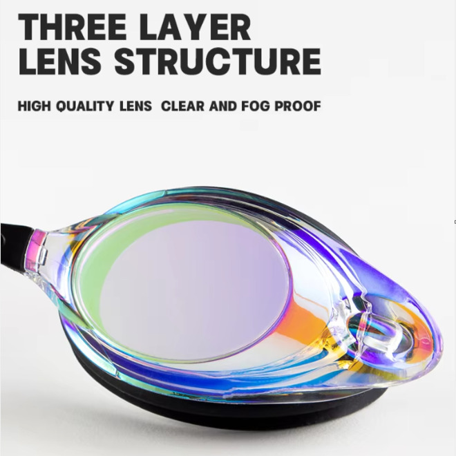 Wholesale Racing Competition High Quality Sports Swim Goggles with Rainbow Coating Lens