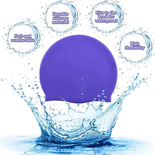 Womens Large Size Waterproof Silicone Swimming Caps For Swimming Diving