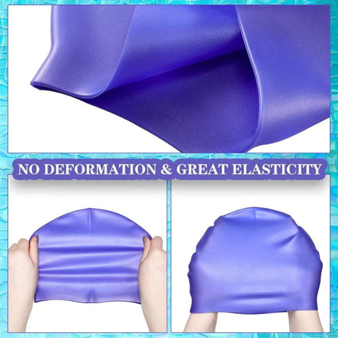 Womens Large Size Waterproof Silicone Swimming Caps For Swimming Diving
