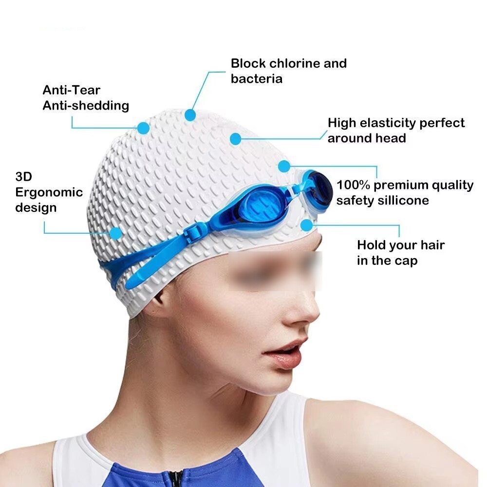 Comfortable Silicone Curly Short Medium Long Hair Swimming Cap