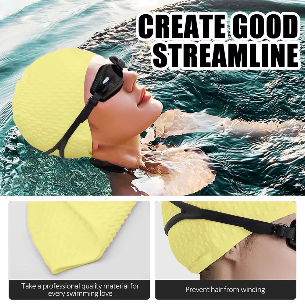 Comfortable Silicone Curly Short Medium Long Hair Swimming Cap