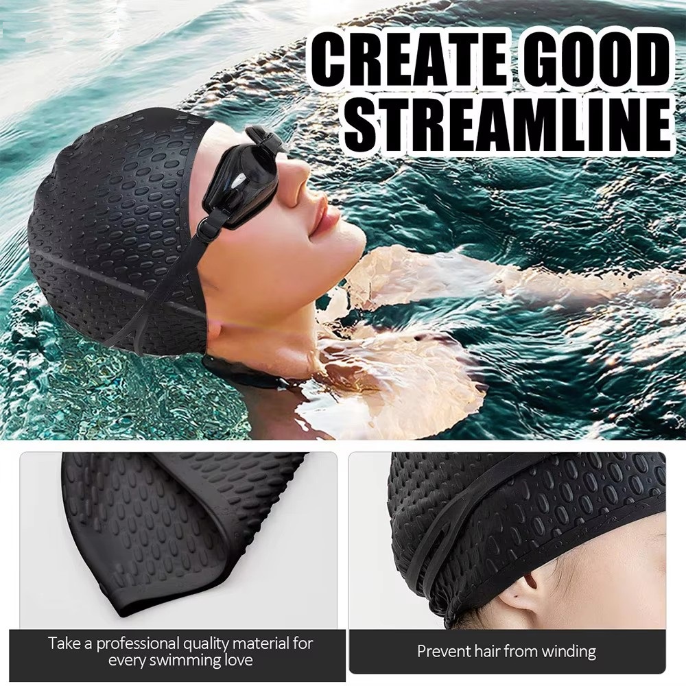 Comfortable Silicone Curly Short Medium Long Hair Swimming Cap